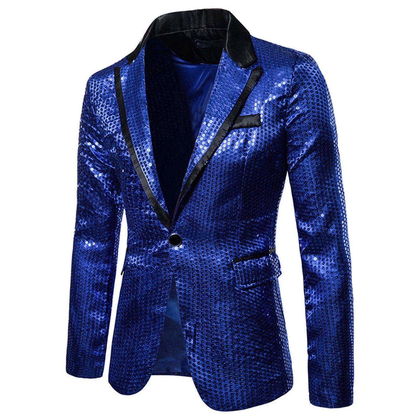 Shiny Gold Decorated Blazer Jacket for Men Night Club Graduation