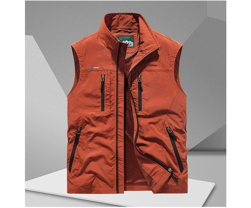 Mens Multi-pocket Vests Casual Man Breathable Mesh Vest Sleeveless Jackets