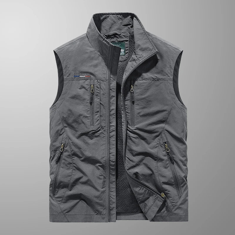 Mens Multi-pocket Vests Casual Man Breathable Mesh Vest Sleeveless Jackets