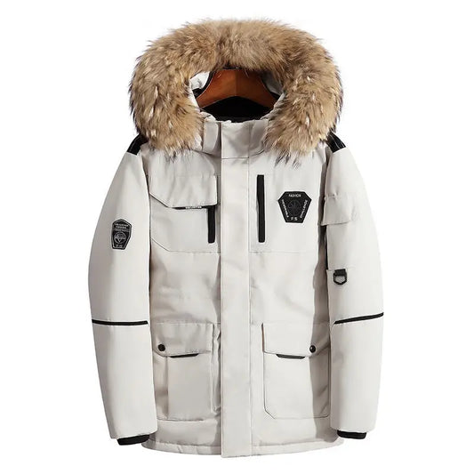 Jacket with Big Real Fur Collar Warm and Waterproof