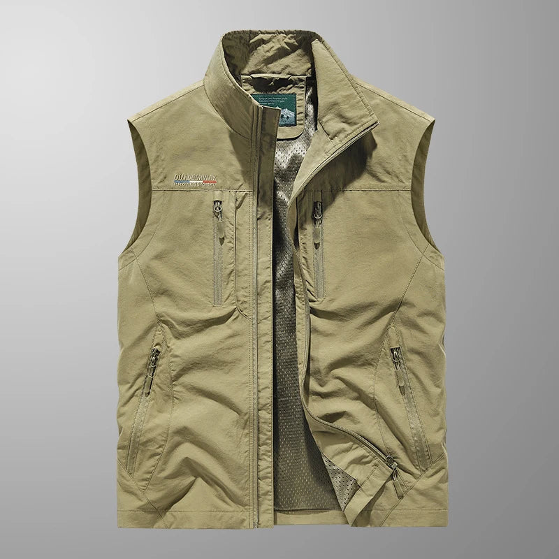 Mens Multi-pocket Vests Casual Man Breathable Mesh Vest Sleeveless Jackets