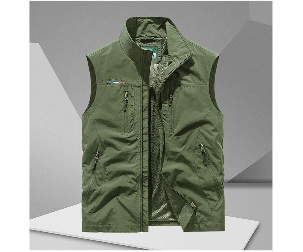 Mens Multi-pocket Vests Casual Man Breathable Mesh Vest Sleeveless Jackets