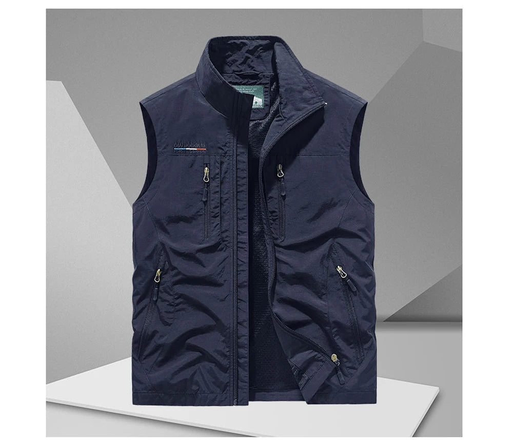 Mens Multi-pocket Vests Casual Man Breathable Mesh Vest Sleeveless Jackets