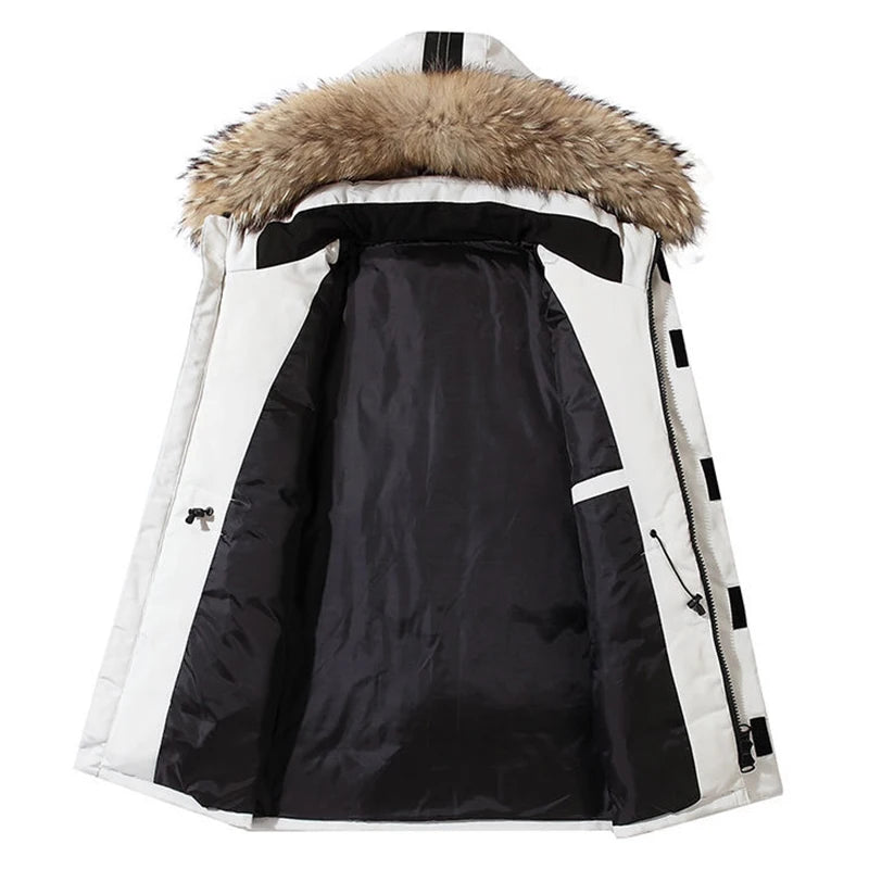 Jacket with Big Real Fur Collar Warm and Waterproof