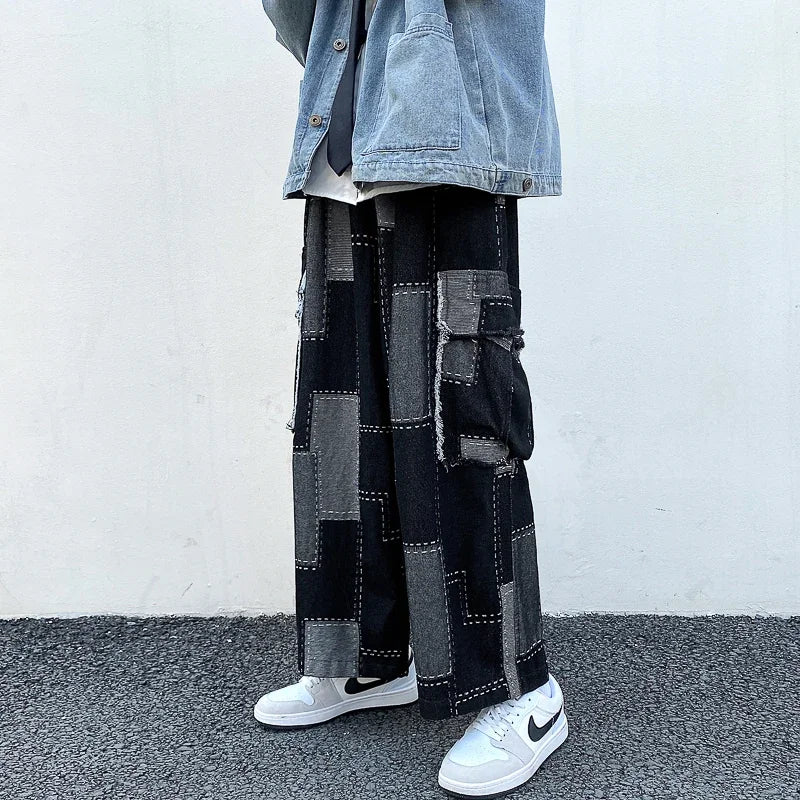 Korean Fashion Loose Wide-leg Jeans Men‘s Hip Hop