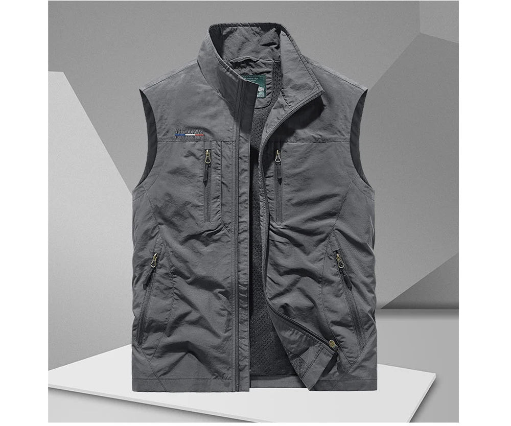 Mens Multi-pocket Vests Casual Man Breathable Mesh Vest Sleeveless Jackets