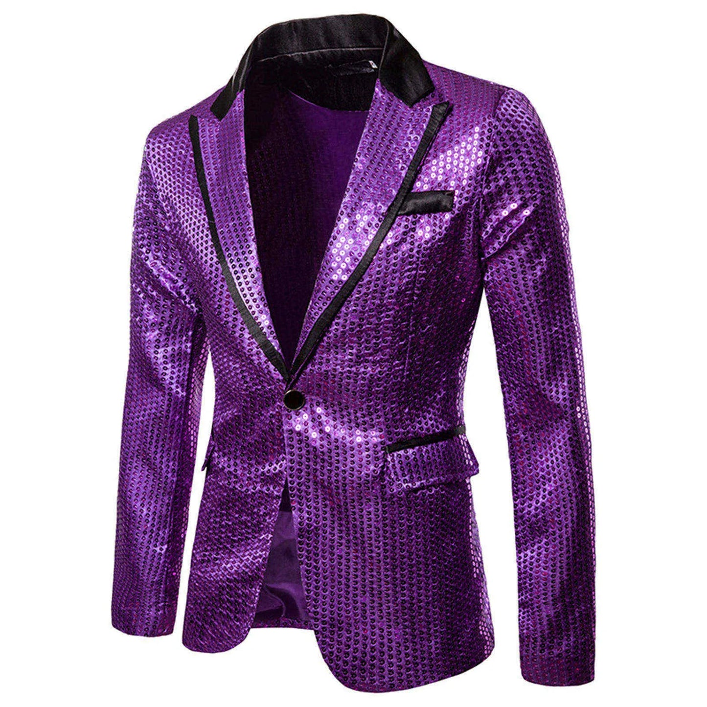 Shiny Gold Decorated Blazer Jacket for Men Night Club Graduation