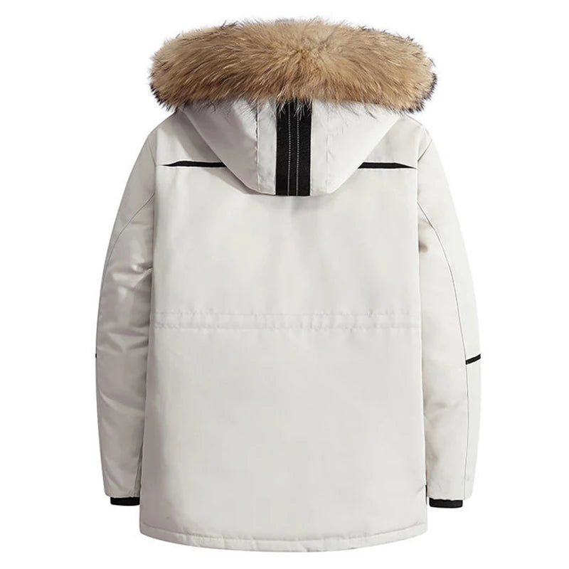 Jacket with Big Real Fur Collar Warm and Waterproof