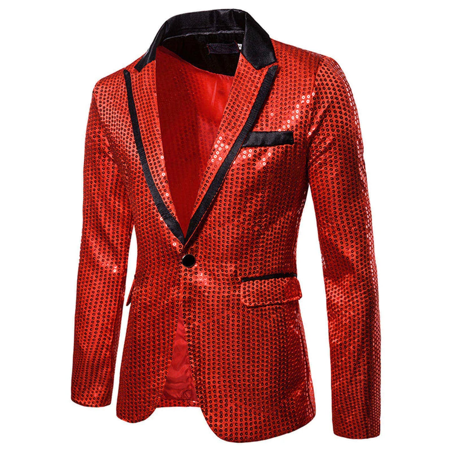 Shiny Gold Decorated Blazer Jacket for Men Night Club Graduation