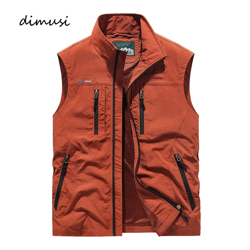 Mens Multi-pocket Vests Casual Man Breathable Mesh Vest Sleeveless Jackets