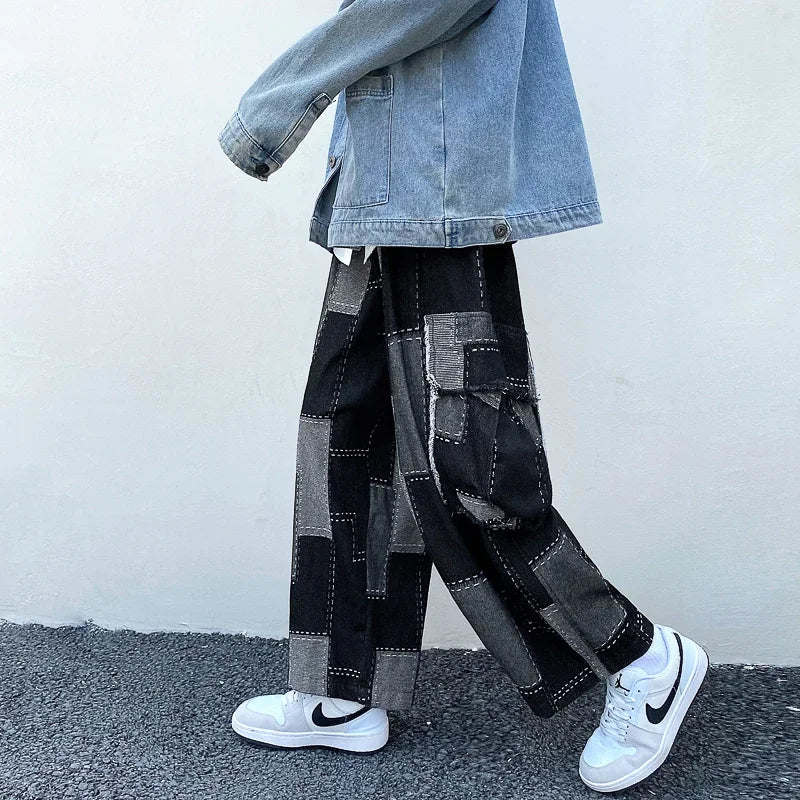 Korean Fashion Loose Wide-leg Jeans Men‘s Hip Hop